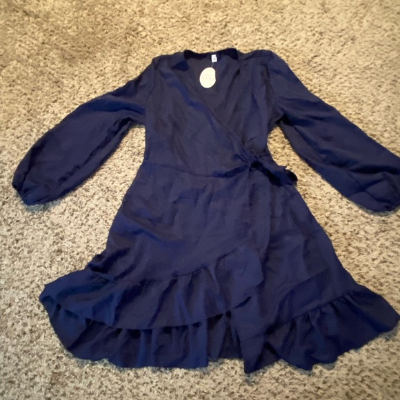 Navy Blue Wrap Dress - Picture 5 of 6